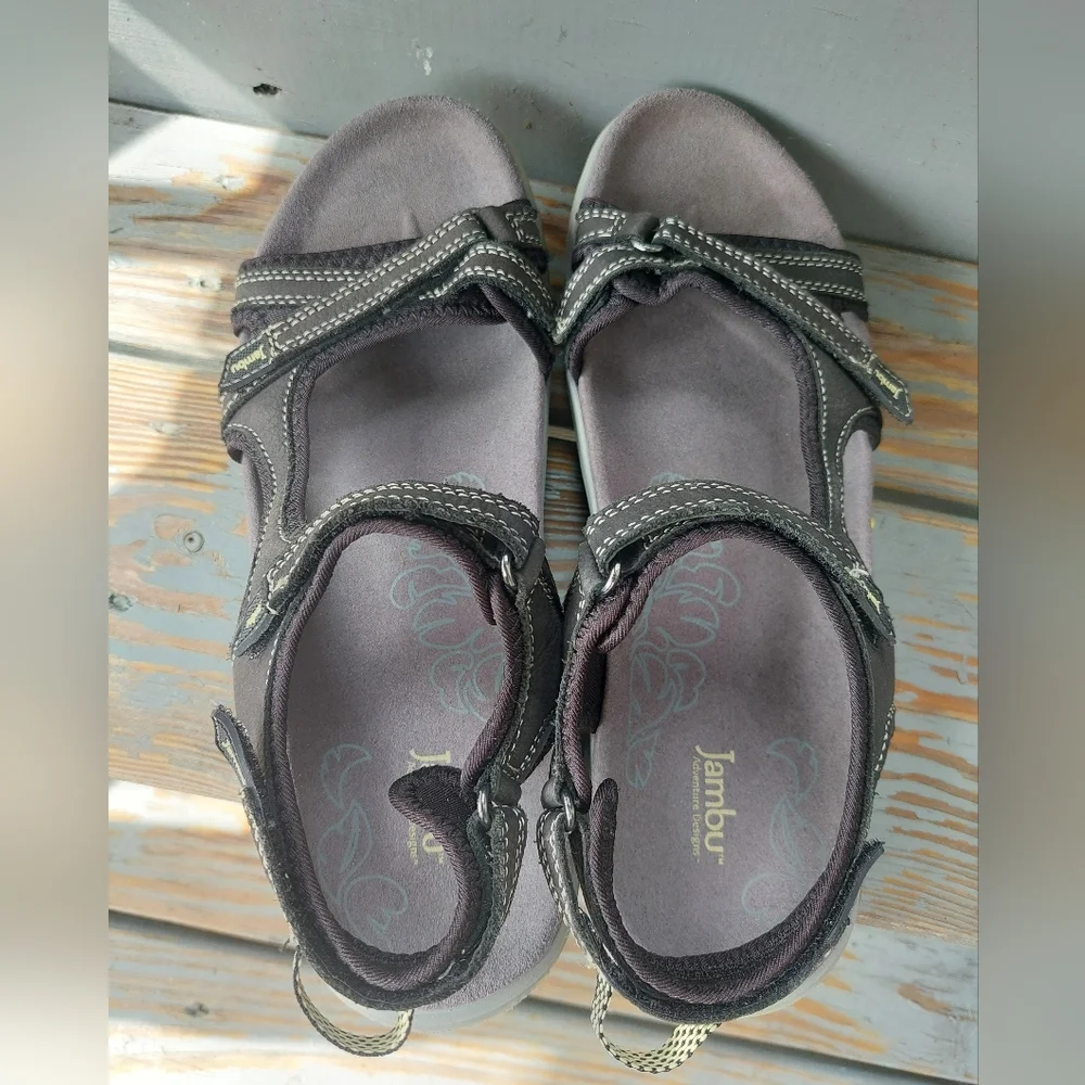 JAMBU All Terra Design Womens Sandals Leather Black Size 8.5M
